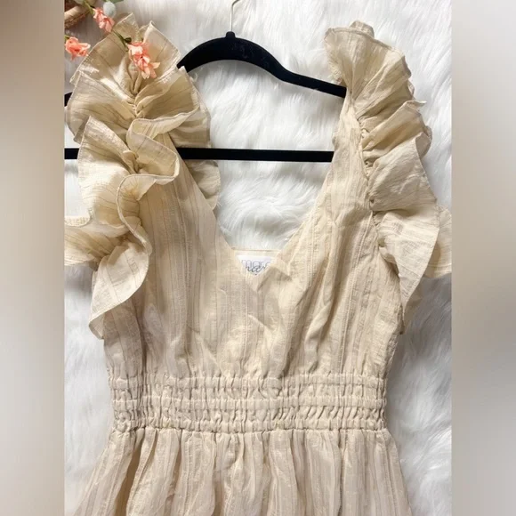 Anthropologie Mare Mare x cream striped maxi dress with pockets size XS - Picture 6 of 7